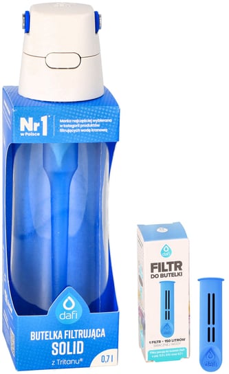 Butelka filtrująca Solid Niebieska 0,7L + 2x filtr wkład węglowy do butelki Dafi