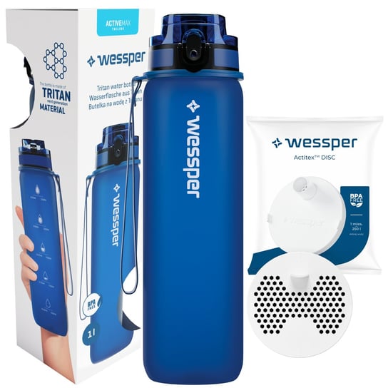 Butelka motywacyjna filtrująca Wessper 1l Bidon Tritanowy + 1x Filtr wody Wessper