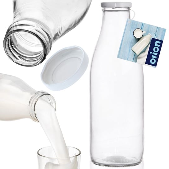 Butelka na mleko napoje sok do mleka szklana 1L Orion