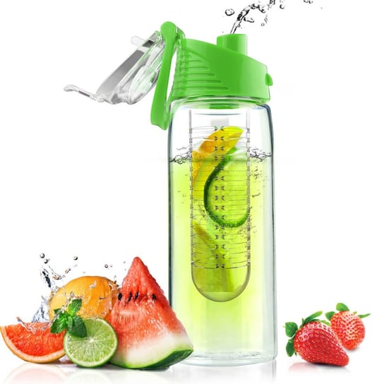 Butelka na wodę z pojemnikiem na owoce ASOBU Flavour It 2 Go, zielona, 600 ml ASOBU