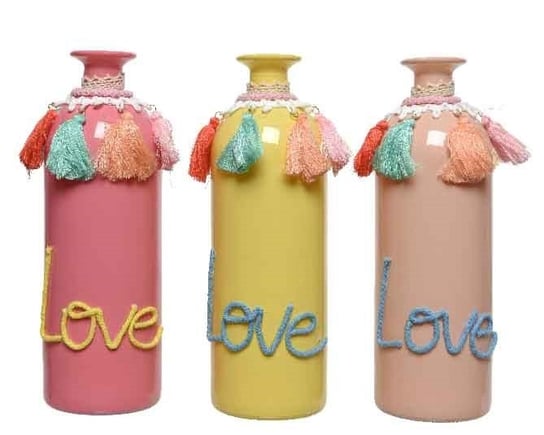 Butelka szklana ozdobna wazon pastelowa różowa Inna marka
