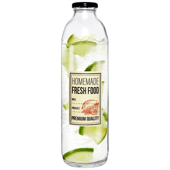 Butelka szklana z metalową zakrętką na wodę sok lemoniadę smoothie 1 l Inna marka