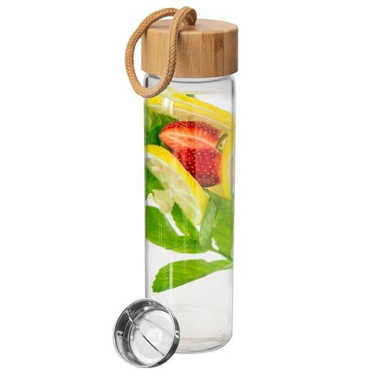 Butelka szklana z sitkiem stalowym, bidon na wodę, sok, lemoniadę, filtr na fusy, owoce, 450 ml Orion
