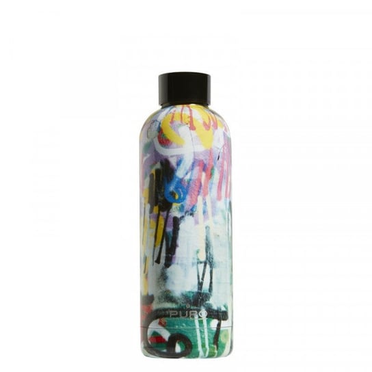 Butelka termiczna ze stali nierdzewnej Puro Hot&Cold 500ml (StreetArt - Graffiti Black) Puro