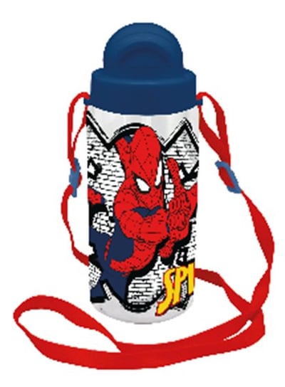 Butelka tritanowa z silikonową słomką oraz paskiem do noszenia Spiderman, 500 ml Invictus1928