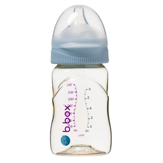Butelka ze smoczkiem do karmienia niemowląt wykonana z PPSU, 180 ml, błękit, b.box B.Box