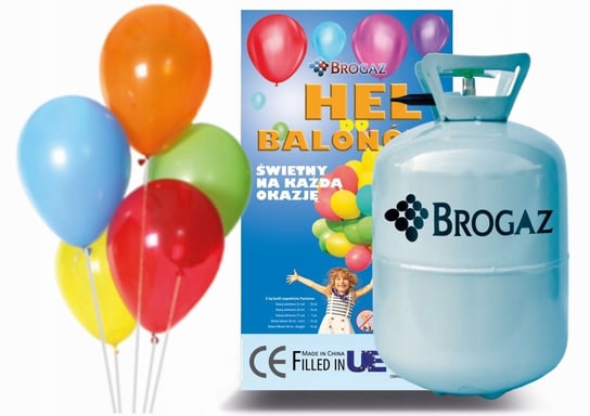 Butla z helem + reduktor do pompowania na 50 szt balonów 0.43m3 helu Brogaz