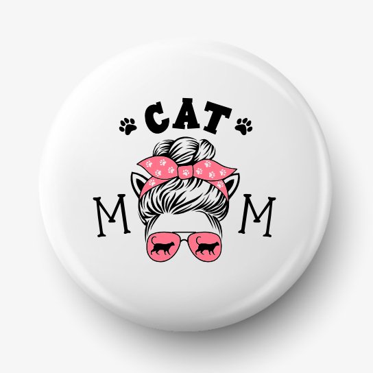 Button Przypinka Z Grafiką Cat Mom, Średnica 58 Mm Fotobloki & Decor