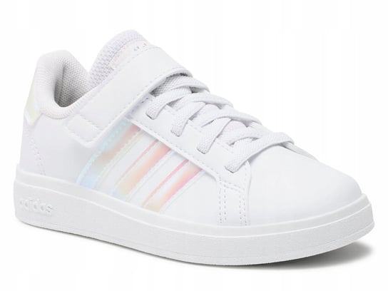 Buty dziecięce ADIDAS GRAND COURT GY2327 na rzepy białe błyszczące paski 28 Adidas