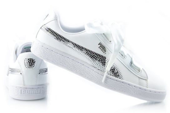 Buty dziecięce Puma Basket Heart białe z cekinami Puma
