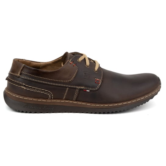 Buty Męskie Skórzane Casual Model 308GT brązowe-42 Olivier