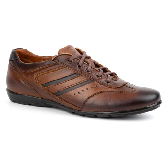 Buty męskie skórzane sport style 7004DT brązowe-45 Olivier