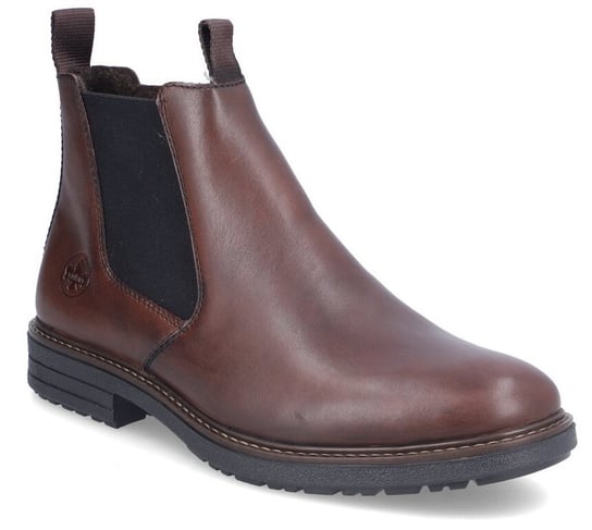 Buty męskie zimowe Rieker 33180 sztyblety skórzane ocieplane brązowe-44 Rieker
