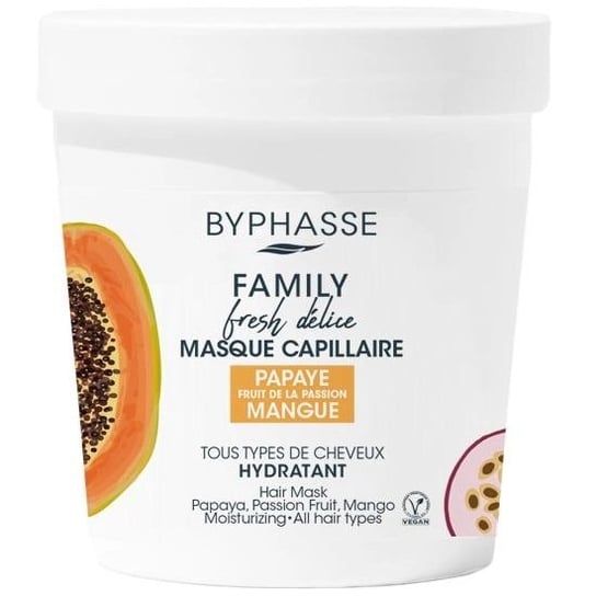 Byphasse,Family Fresh Delice Mask maska do wszystkich rodzajów włosów Papaya & Passion Fruit & Mango 250ml Byphasse