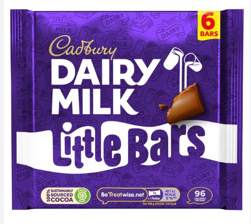 Cadbury Dairy Milk Little Bars Czekolada zbiorcza 6 x 18 g Inna marka