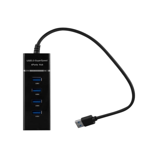 Cadorabo 4-Port USB 3.0 Multi-Interface USB Hub Plug & Play z wtyczką USB, gniazdo i zasilanie dla urządzeń z wejściem ładowania USB - Adapter Port Interface Connector CZARNY Cadorabo