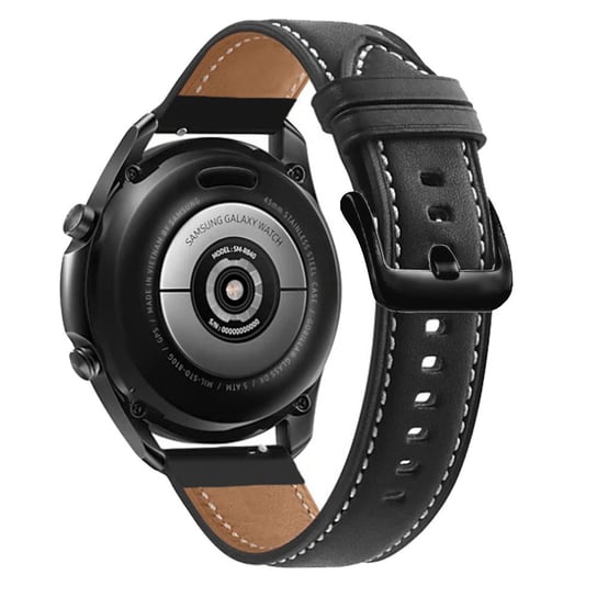 Cadorabo Oryginalny skórzany pasek do zegarka 22mm kompatybilny z Samsung Galaxy Gear S3 / Gear 2 w CZARNY - Pasek zamienny do zegarka Huawei Watch GT dla Watch 2 Pro dla Ticwatch Pro dla Pepple Time Cadorabo