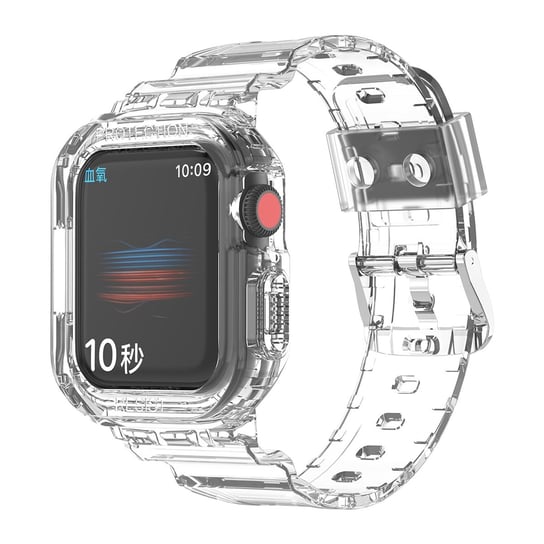 Cadorabo Pasek TPU kompatybilny z Apple Watch (Series 7 / 8) 45mm, (SE / Series 4 / 5 / 6) 44mm i (Series 1 / 2 / 3) 42mm w PRZEZROCZYSTY - Wymienny pasek na rękę odpowiedni dla Twojego Smartwatcha Cadorabo