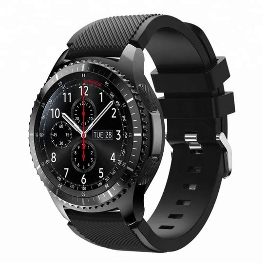 Cadorabo Pasek TPU z metalowym zamknięciem 22mm Kompatybilny z Samsung Galaxy Gear S3 / Gear 2 w CZARNY - Wymienna opaska do Huawei Watch GT do Watch 2 Pro do Ticwatch Pro itp. Cadorabo
