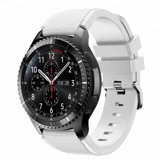 Cadorabo Pasek TPU z metalowym zapięciem 20mm Kompatybilny z Samsung Galaxy Watch 42mm / 3 / 4 / 5 w BIAŁY - Wymienna opaska do Huawei Watch 2 do Nokia Steel do LG Watch Sport itp. Cadorabo