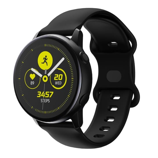Cadorabo Silikonowa pasek 20mm kompatybilny z Samsung Galaxy Watch 42mm / 3 / 4 / 5 / Sport w CZARNY - Wymienna opaska do Huawei Watch 2 do Nokia Steel do LG Watch Sport itp. Cadorabo