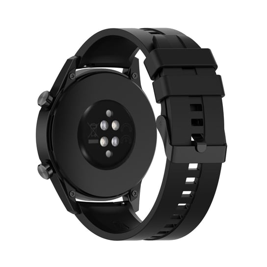 Cadorabo Silikonowy pasek do zegarka 22mm kompatybilna z Samsung Galaxy Gear S3 / Gear 2 w CZARNY -Zastępczy pasek do zegarka Huawei Watch GT dla Watch 2 Pro dla Ticwatch Pro dla Pepple Time i więcej Cadorabo