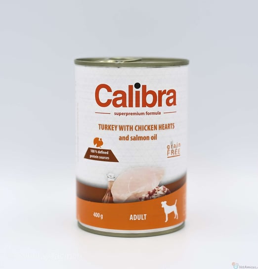Calibra Adult Dog Turkey/Chicken Hearts 400g - mokra karma w puszce dla psa Calibra