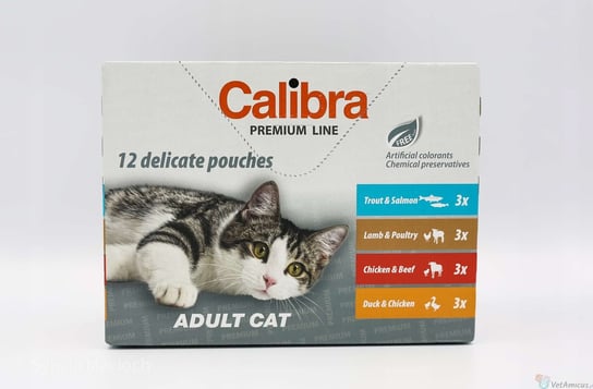 Calibra Premium Cat Adult Multipack 12x 100g - Mokra karma dla kota w saszetkach Calibra