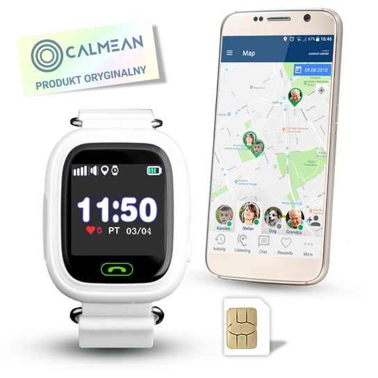 CALMEAN Touch + karta SIM, biały CALMEAN