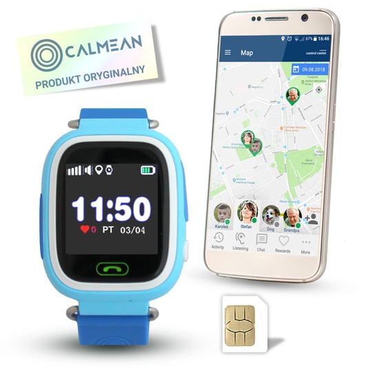 CALMEAN Touch + karta SIM, niebieski CALMEAN