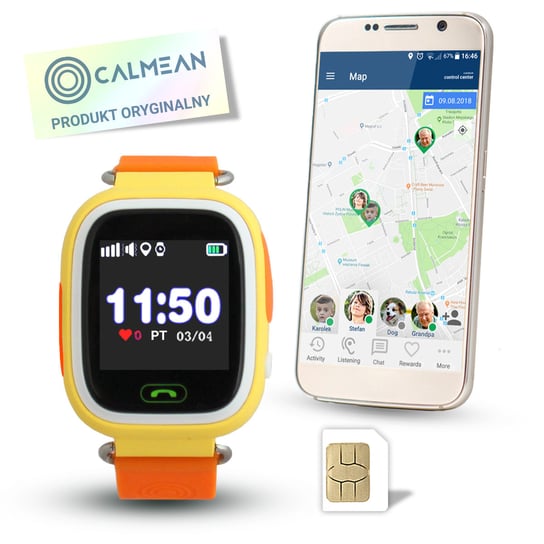 CALMEAN Touch + karta SIM, pomarańczowy CALMEAN