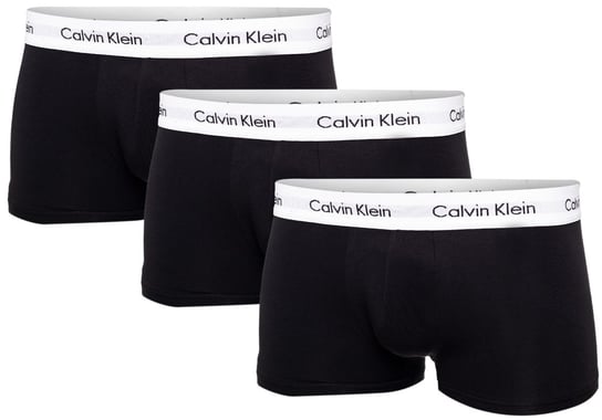 CALVIN  KLEIN BOKSERKI MĘSKIE LOW RISE TRUNK 3 PAK BLACK U2664G 001 - Rozmiar: S Calvin Klein