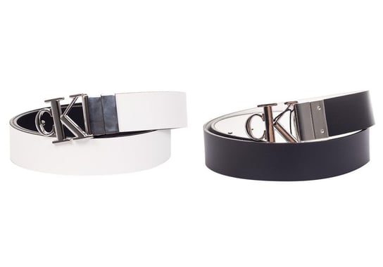 Calvin  Klein Damski Pasek Do Spodni 2 W 1 Mono Round Rev Plaque 30Mm Black/White K60K607737 00Z 80 Calvin Klein