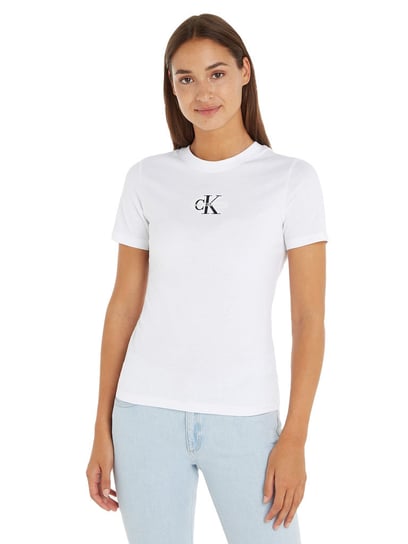 Calvin Klein Koszulka Damska T-Shirt Monologo Slim Fit Tee White J20J219135 Yaf Xs Calvin Klein