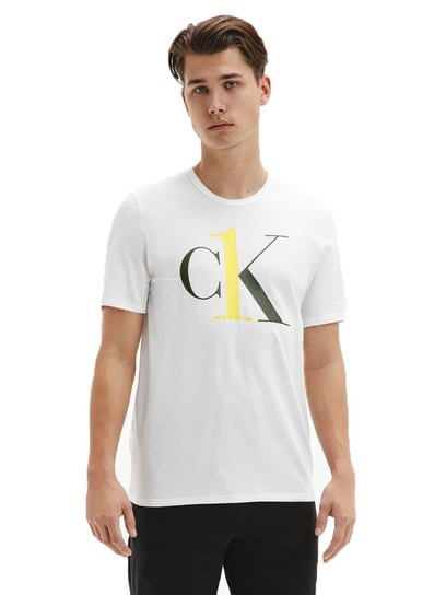 CALVIN  KLEIN KOSZULKA T-SHIRT MĘSKI S/S CREW NECK WHITE 000NM1903E KLR - Rozmiar: L Calvin Klein