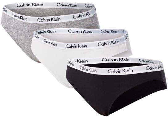 CALVIN  KLEIN MAJTKI DAMSKIE BIKINI 3 PARY BLACK/WHITE/GREY QD3588E 999 - Rozmiar: XL Calvin Klein