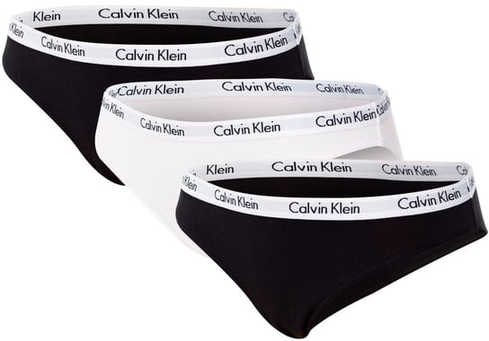 CALVIN  KLEIN MAJTKI DAMSKIE BIKINI 3 PARY BLACK/WHITE QD3588E WZB - Rozmiar: L Calvin Klein