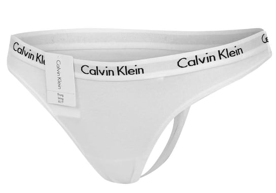 CALVIN  KLEIN MAJTKI DAMSKIE STRINGI THONG WHITE D1617E 100 - Rozmiar: XS Calvin Klein