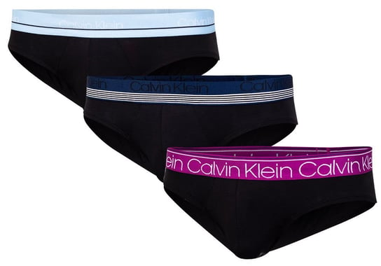 CALVIN  KLEIN MAJTKI MĘSKIE HIP BRIEFS/SLIPS 3 PAK BLACK 000NB2415A T6D - Rozmiar: S Calvin Klein