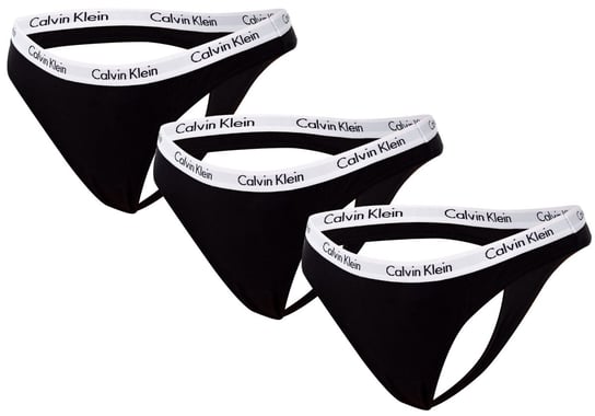 CALVIN  KLEIN MAJTKI STRINGI DAMSKIE 3 PARY BLACK QD3587E-001 - Rozmiar: XS Calvin Klein