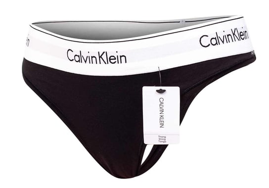 CALVIN  KLEIN MAJTKI STRINGI DAMSKIE BLACK F3786E 001 - Rozmiar: M Calvin Klein