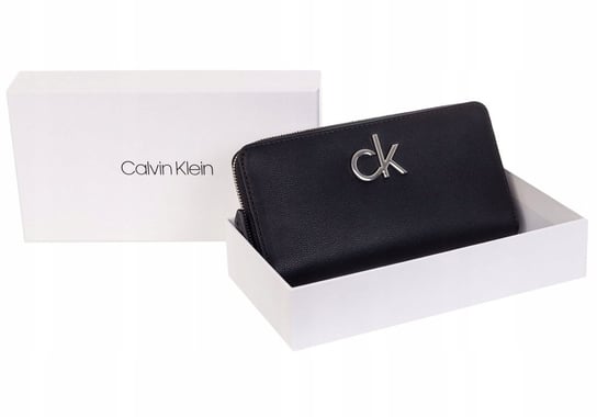Calvin Klein Portfel Damski Re-Lock Ziparound Lg Black K60K606807 Bax Calvin Klein
