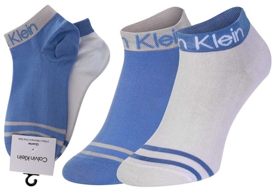 CALVIN KLEIN SKARPETKI STOPKI 2 PARY WHITE/BLUE 701218775 004 - Rozmiar: 37-41 Calvin Klein