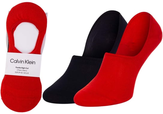 CALVIN KLEIN SKARPETKI STOPKI MĘSKIE 2 PARY BLACK/RED 701218709 007 - Rozmiar: 39-42 Calvin Klein