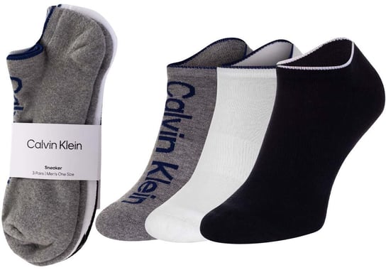 CALVIN KLEIN SKARPETKI STOPKI MĘSKIE 3 PARY WHITE/BLACK/GREY 701218724 003 - Rozmiar: 40-46 Calvin Klein