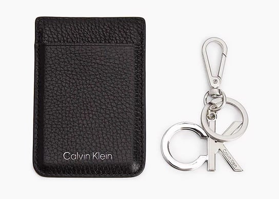 Calvin Klein Zestaw portfel + brelok K50K509710 one size Metal Keyfob Stick On Ccholder Calvin Klein