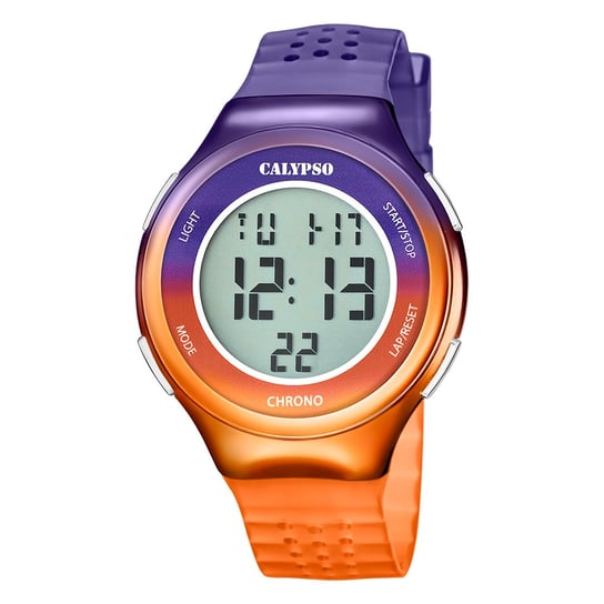 Calypso damski zegarek kauczukowy fioletowy pomarańczowy Calypso cyfrowy zegarek na rękę UK5841/3 Calypso