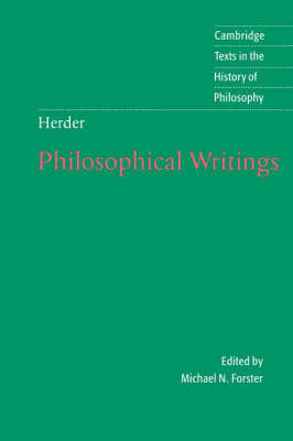 Cambridge Texts in the History of Philosophy Herder Johann Gottfried