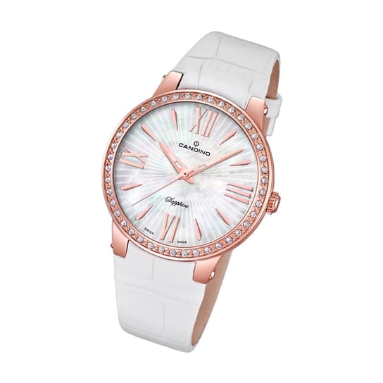 Candino zegarek damski Elegance C4598/1 kwarcowy skórzany pasek biały analogowy UC4598/1 Candino