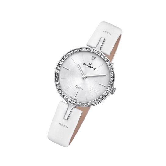 Candino zegarek damski Elegance C4651/1 kwarcowy skórzany zegarek na rękę biały analogowy UC4651/1 Candino